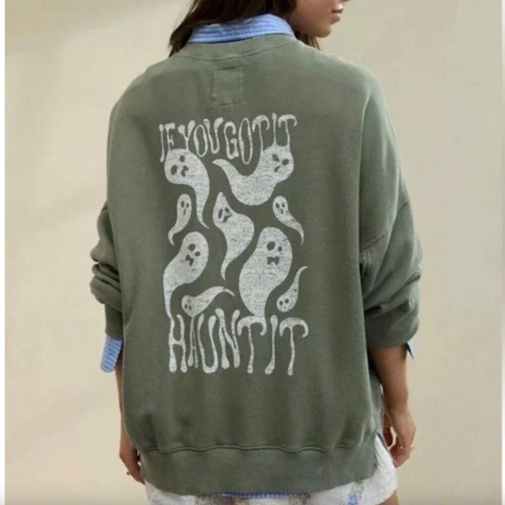 Aerie Olive Green Sweatshirt Halloween Sweatshirt